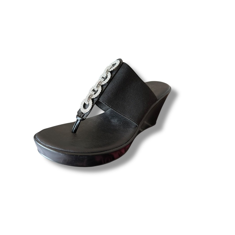 Lauren Blakwell Seleste Jeweled Wedge Sandals Comfort Slides Size 7 Black - Picture 9 of 16